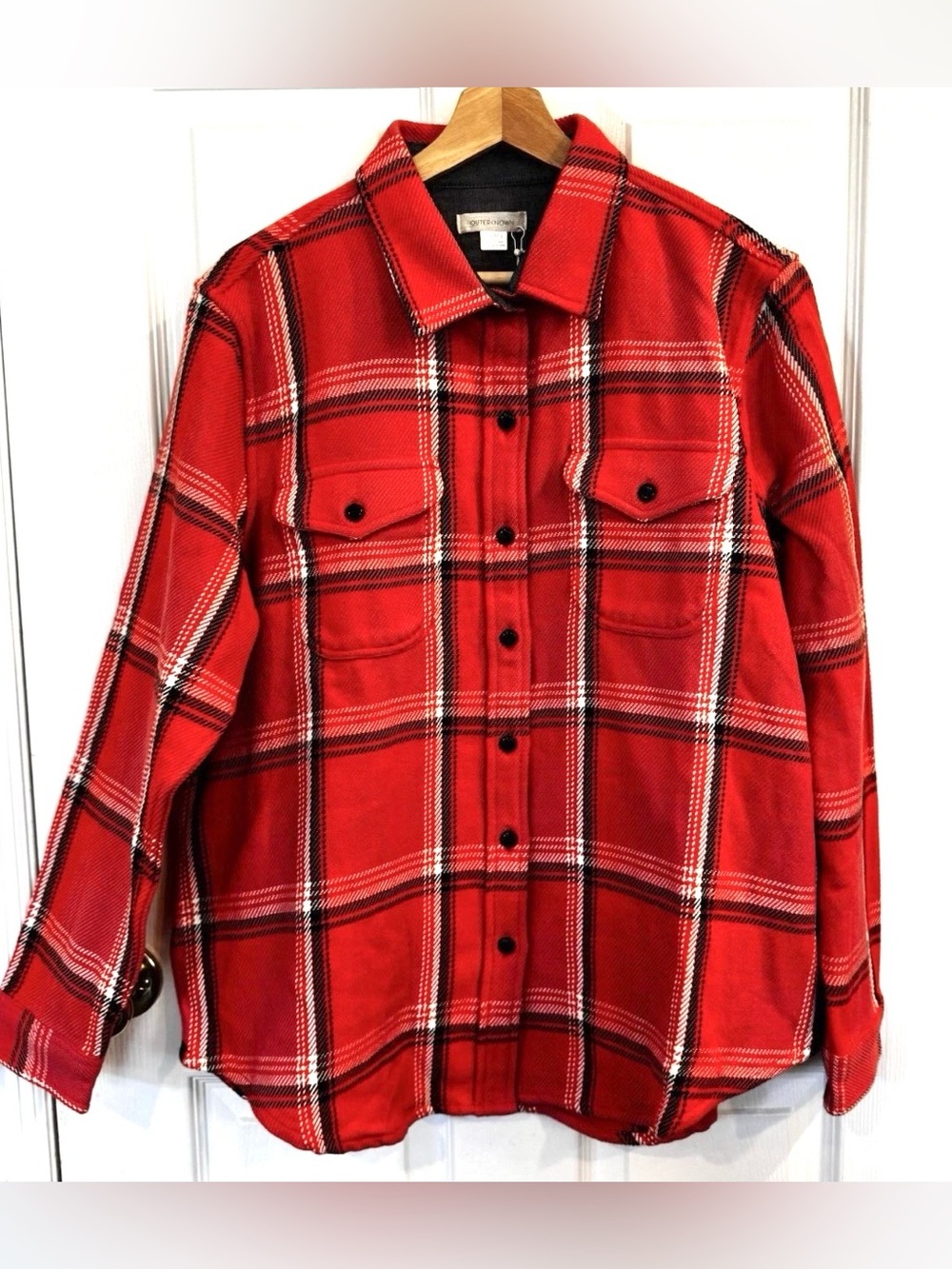 Outerknown Blanket Shirt M/L Red Plaid Organic Cotton NWT $148 Shacket Fall